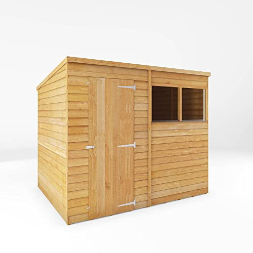 Waltons 8x6 Wooden Garden Shed | Overlap Pent Roof Storage Shed with Window | Durable 8mm Timber Cladding | Outdoor Shed for Tools, Bikes & Garden Equipment | Secure & Weather-Resistant Storage