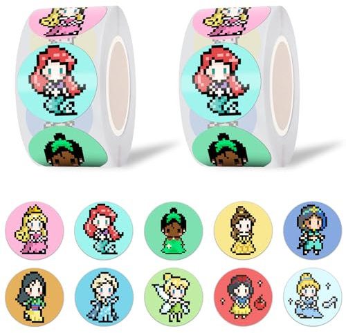 GTOTd Pixel Princess Sticker Aufkleber (1000 Stück) Cute Cartoon Gifts Merch für Girls Teens, Labels Gift Pack Wrap, Geschenke Deko für Laptop Wasserflasche