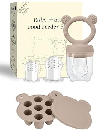 Silikon Fruchtsauger Baby: Schnuller und Muttermilch, Eis am Stiel, Gefrierschrank, Aufbewahrungsbehälter für Babynahrung, Eiswürfel für Babyzahnen und Selbstfütterung (Sand)