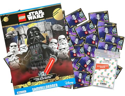 Bundle mit LEGO Star Wars - Serie 5 Trading Cards - 1 Leere Sammelmappe + 50 Verschiedene, zufällige Karten + Exklusive Collect-it Hüllen