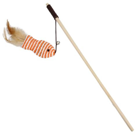 Katzenspielzeug Feder, Interaktives Katzenangel Katze Spielzeug Katzenspielzeug-Stab mit Maus Fisch Vogel Plüschtier für Katzenbeschäftigung (Stil D)