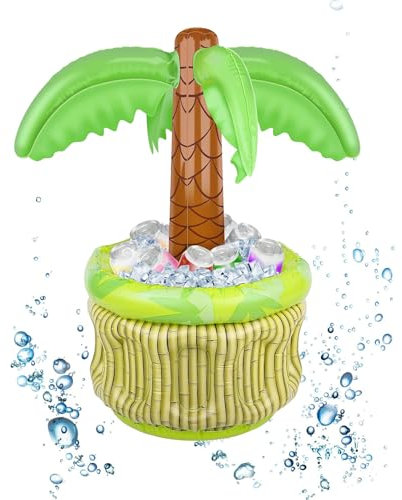 ARTGUTS Aufblasbarer Getränkehalter, Aufblasbare Palme Getränkekühler für Pool, 40 cm Getränkehalter Pool, Große Kapazität Floating Coasters Aufblasbar Pool Getränkehalter für Pool Party Wasser Spaß