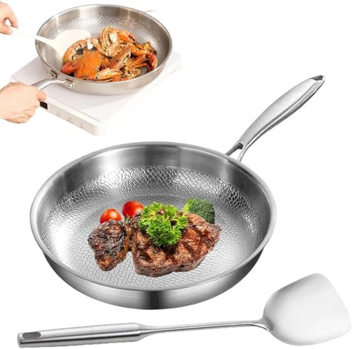 Uornwz Siraatskitchen Titanium Hammered Pan Pro with Lid, 2025 Siraatskitchen Pan - Sartén de titanio martillada Pro con tapa, sartén antiadherente de titanio (sin tapa, 28 cm)