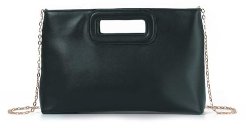 Fecialy Clutch-Geldbörse für Damen, elegante formelle Abend-Handtasche, Leder, Schultertasche, Umhängetasche mit Kette