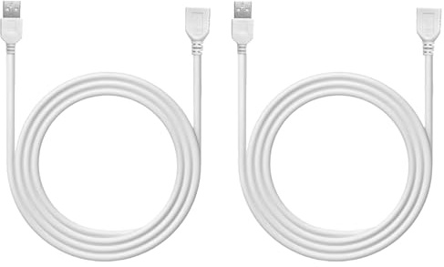 Clearhill 2m/6.56FT 2Pcs USB Male to Female Extension Cable with 2Pin 22AWG Wire, White, for USB Desk Fan, LED Strip Lights, Desk Lamp Table, DIY Repair and Other Small Power Electrical Power Supply