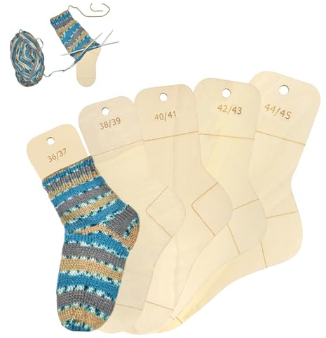 KUHAWL 5 Stück Sockenbretter Größe 36-45, Sockenspanner mit Größenangabe Sockenschablone Sockenstrickblocker Sock Blockers, Socken Schablone Als Strickhilfe Zum Stricken Und Häkeln