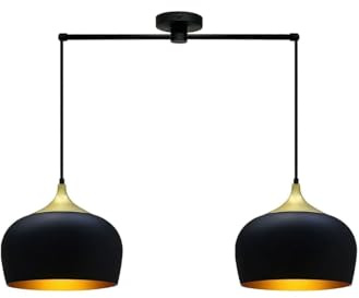 bamyum Kreis 2 Flammige Hängelampe Esstich Ø30 cm, Pendelleuchte Vintage, Industrial aus Metall E27, Esstisch und Wohnzimmer, Küchenlampe Schwarz