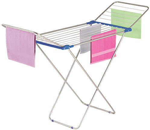 Casabriko 43917 Wäschespinne mit Flügel, Edelstahl/Aluminium eloxiert, Blau, 55 x 6 x 133 cm