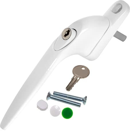 UPVC Universal Espag Window Handles - Key Locking for Double Glazing - White X10 (Pack of 10)