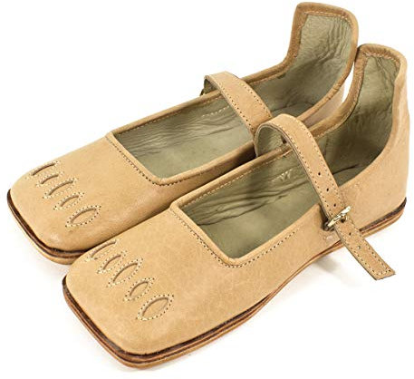 Vehi Mercatus Kuhmaulschuhe Renaissance Schuhe 16. Jahrhundert Naturbraun aus pflanzengegerbtem Leder Gr. 36