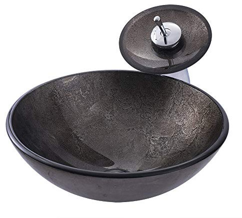 chicstyleme Lave Mains Rond en Verre avec Robinet Cascade