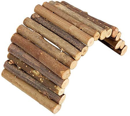 Wooden Ladder Hamster Chew Bridge Toy,Hamster Bendy Wooden Bridge, Ladder House for Reptile Mice Rodents Small Animal Chew Toy(S)