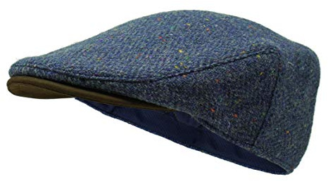 Die Sloan - Flat Cap aus Irish Tweed und Nubukleder - Nachthimmel - S