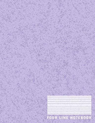 Four Line Notebook: 4 Lines Notebook For Handwriting | Four Lines Handwriting Book | School, College,Students, Office | Purple Pastel Cover With Grung Background: Large Size 8.5x11 Inches