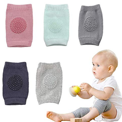 Simoda 5 Pares Rodilleras para bebé,algodón Rodilleras gatear para bebé antideslizantes,Evita suelos duros y fríos,Niños y niñas universales (#2)