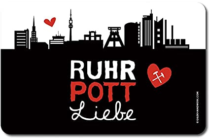 Gilde - 46994 - Frühstücksbrettchen, Ruhrpott Liebe, Resopal, 23,5cm x 14,5cm, schwarz
