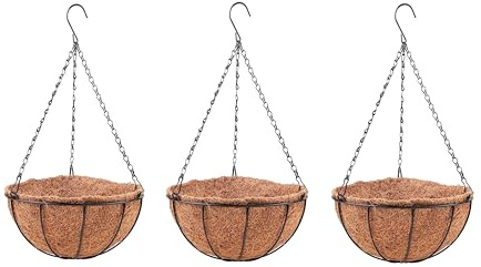 LáLáGreen Suspension pour Plantes avec Doublure en Fibre de Coco, Panier Suspendu en Métal pour Fleurs, Jardinière Suspendue pour Balcon, Terrasse, Jardin et Véranda (3, 12 inch)