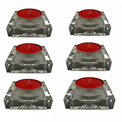 Teelichhalter Kerzenhalter aus Kristall Glas Deko Dekoration eckig Designer Kerzen für Teelichter und Kugelkerzen geeignet (6)