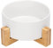 SPUNKYJUNKY Gamelle en céramique avec Support en Bambou pour Chat et Chien (850ml, Blanc-1)