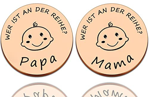KIYOYI Geschenke Zur Geburt,Neue Papa Mama Geschenke Entscheidungsmünze,Taufgeschenke für mädchen jungen,Neue Eltern Geschenk Schwangerschaftsgeschenk,Personalisierte Geschenke Baby