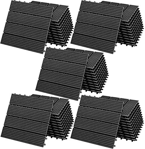 Deuba Piastrelle da Giardino in WPC 5m² Mattonelle 30x30cm Sauna Terrazza Esterno Antracite 55 pz