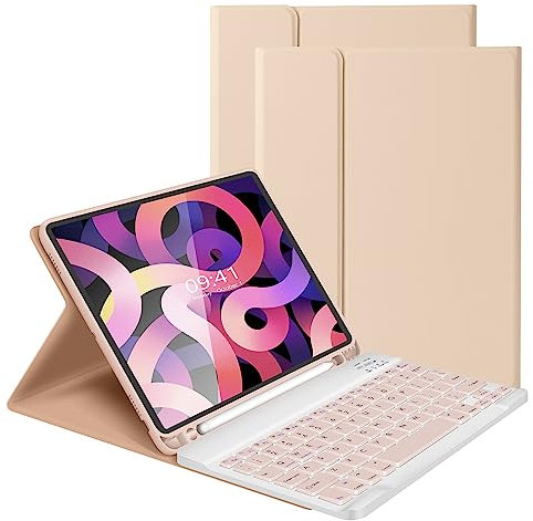 LAMA Smart Keyboard Case for iPad Air 11 (M3 2025 / M2 2024) & iPad Pro 11 (4th/3rd/2nd/1st Gen), Wireless Keyboard Case with Pencil Holder for 10.9 Air 4th/5th Gen, Pink