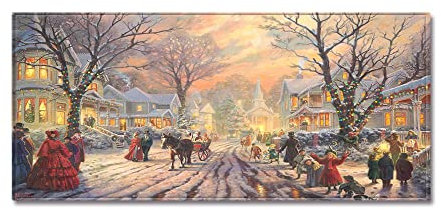 &ET Küchenläufer,Teppichläufer Weihnachten Straßenansicht Rutschfester Läufer Waschbarer Läufer Teppich Home Weihnachtsdekoration Für Küche Schlafzimmer Wohnzimmer,40X120Cm (16X47,2 Zoll)