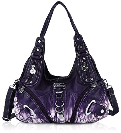 Angel Kiss Damen Schultertasche Hobo Tasche Umhängetaschen Schlusstaschen Henkeltaschen weiches PU Leder mit Reißver Handtasche Viele Fächer tolle tasche für Frauen (Schön Lila)