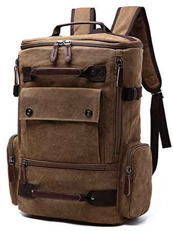 QQYG Men's Backpack Rucksack School Bag Men's Travel Bag Large Capacity Backpack Laptop Backpack,Coffee,46 * 17 * 30CM