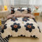 Houseri Bettwäsche-Set für Doppelbett, 3D-Blumenmuster, Doppelbettgröße, für Kleinkinder, Mädchen, Kawaii-Blumen, niedlicher Relief-Druck, Beige, Weiß, Blumen-Bettwäsche-Set, Doppelbett, Schwarz
