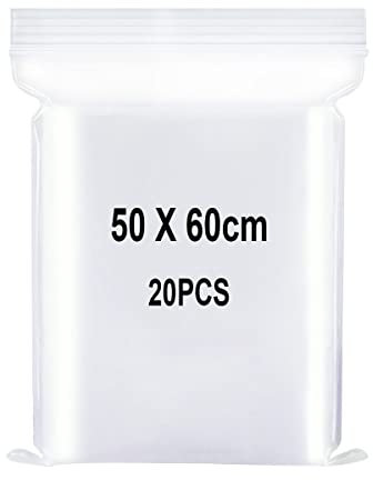 Resealable Clear Plastic Bags, Sealed Bag, Storage Bag, Press Seal Bags, Thickening and Durable, Apply to Quilts, Blankets, Clothing Storage ect. 19.7x23.6(50x60cm) 20PCS