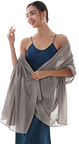 RIIQIICHY Damen Schal Stola Fur Abendkleid Grau Schals tücher Festlich Halstuch Hochzeit