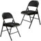 Folding Faux Leather Chair - Padded Event Seats Metal Frame Foldable chair, Easy Storage Comfortable Seat for Home, Dining & Office | Computer Desk Chairs (Black) (2)