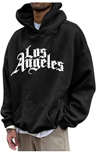 Hoodie Herren,Pullover Herren LOS Angeles Langarm Hoodie mit Kapuze Tasche Oversize Kapuzenpullover Casual Sport Fitness Winter Sweatshirt Kapuzenjacke Kapuzenpulli Pulli Sweatjacke