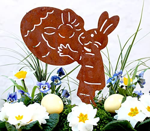 LB H&F Osterhase Gartendeko Rost Ostern Osterei Frühling Deko Garten (Osterdeko ROST)