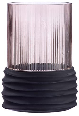 Casablanca Deko Vase Blumenvase Groove aus Glas - gerilltes Glas braun - Höhe 26 cm