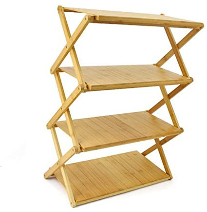 Regal Klappbar, AMONIDA Faltbares Lagerregal, Mehrschichtiges Platzsparendes Holzklappregal für Outdoor Camping (4 Schichten) Camping Regal Faltbar