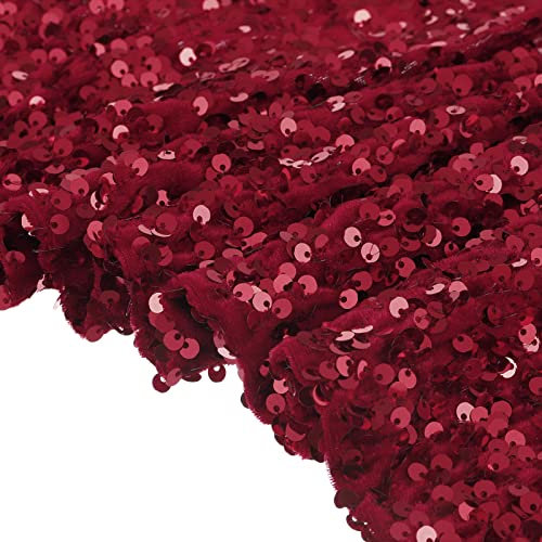 sourcing map Pailletten Stoff Meterware 120cm x 91cm Sparkly Stoff glitzernder Stoff Pailletten-Stoff Flanell mit 5mm Runde Pailletten, Rot