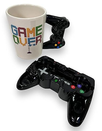 BUSDUGA 4298 Gamer Tasse und Controller - Aschenbecher GAME OVER, Kaffeebecher Set Geschenk für Zocker