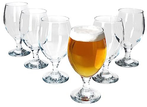 MamboCat Set di 6 bicchieri da birra Coppa da 350 ml, 6 persone, bicchieri da birra con piede, bicchieri da birra trasparenti per pub, ideali per pils, birra chiara o scura, Craft Beer & Co I lavabili