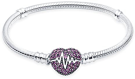 Symretie Schlangen Gliederarmband mit Kugelverschluss,Damen Love Charm Armband 925 Sterling Silber,Metall Basis Armbänder Kompatibel mit Charms und Anhängern