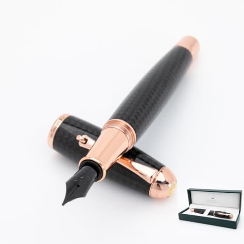 MONTEVERDE USA Super Mega Carbon Fiber/Rosegold Trim Fountain Pen - Broad Nib