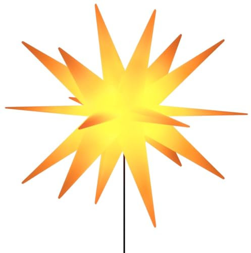 vidaXL Weihnachtsstern, Faltbar Beleuchtet Adventsstern mit Erdspieß LED, Wasserdicht Weihnachtsbeleuchtung mit Timer, Leuchtstern Weihnachtsdeko für Innen Außen, Gelb 57 cm