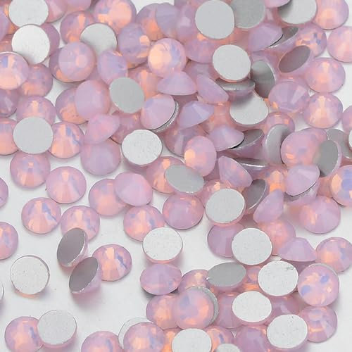 SS3-SS34 Colle en Verre à Dos Plat Opale Blanche sur Strass Pierres de Cristal Non correctrices pour décoration de Tissu de vêtement Nail Art-Opale rose-SS20 1440 pièces