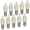 Erzgebirgslicht - AUSWAHL - 10 Stück LED Filament Topkerze 14-55 V 0,1 W für INNEN, für 4-16 Brennstellen E10 Riffelkerze Ersatzbirne Glühbirne Glühlämpchen für Lichterketten Pyramide Schwibbogen