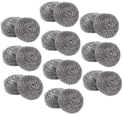Gatuida 20piezas Estropajos De Acero Inoxidable para Limpieza De Utensilios De Cocina Herramienta Resistente para Fregar Metales y Suciedad Ollas y Sartenes para Uso Diario La Cocina