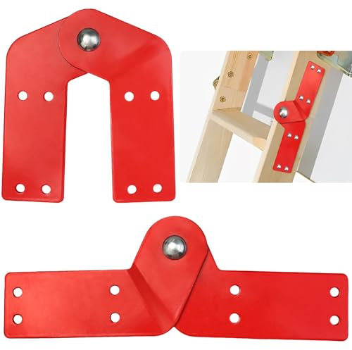 FOWSRHRG 2PCS Aluminum Alloy Attic Ladder Hinges - Herringbone Red Folding Stair Ladder Replacement Kit