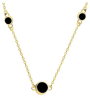 SOFIA MILANI - Damen Halskette 925 Silber - vergoldet/golden - Schwarzer Zirkonia Anhänger - N0745