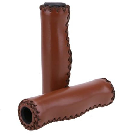 Wedhapy Fahrradlenkergriffe, Fahrradgriffe, Fahrradlenkergriffe, Retro-Ledergriffe, Beach Cruiser, Fahrradlenkergriffe für Fahrrad, 1 Paar, Braun