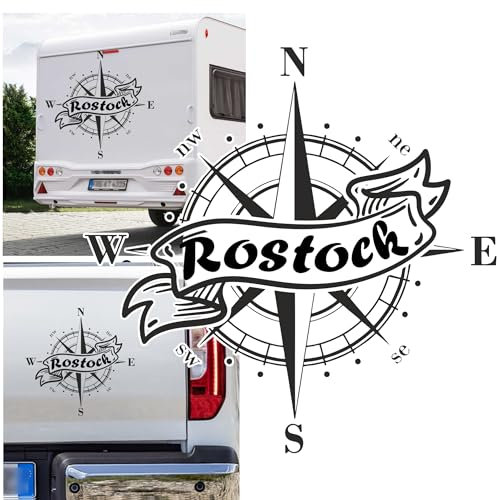 Rakelfix Kompass Rostock Aufkleber Sticker Ostsee Urlaub Autoaufkleber Wohnwagen Auto Wohnmobil